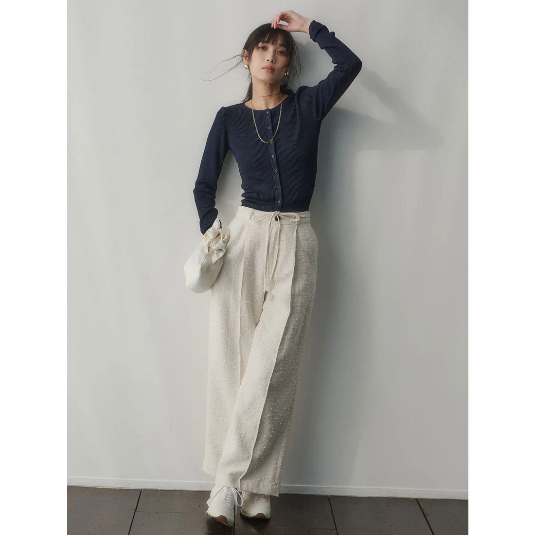 アニュアンス anuans ツイードリボンベルトパンツ （IVORY