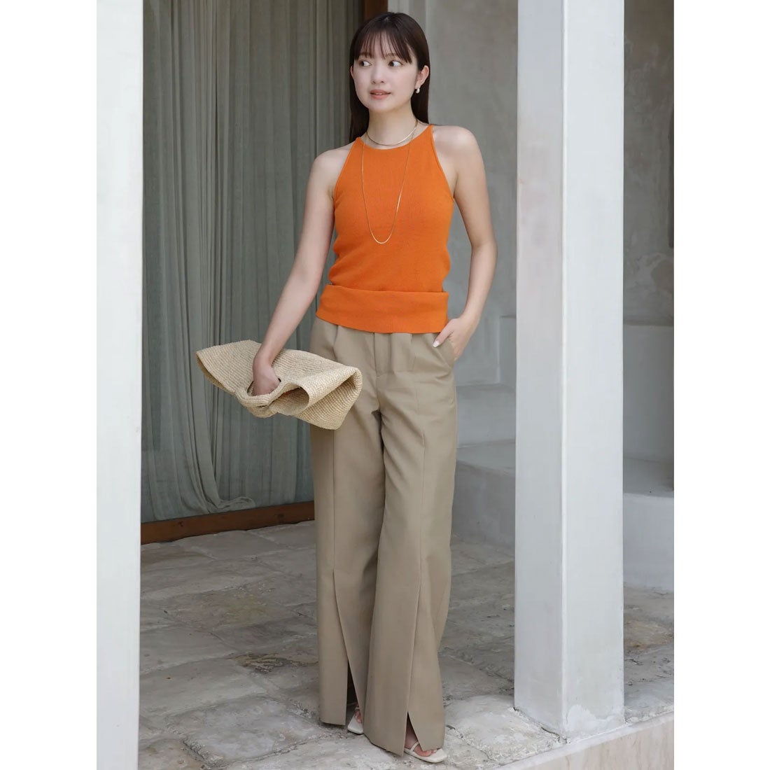 アニュアンス anuans カップインコンパクトニットトップス （ORANGE