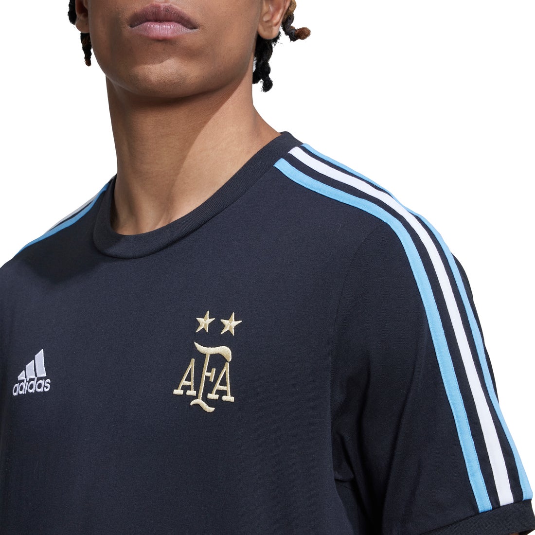 adidas アルゼンチン代表 2022 DNA 3ストライプス Tシャツ(ブラック