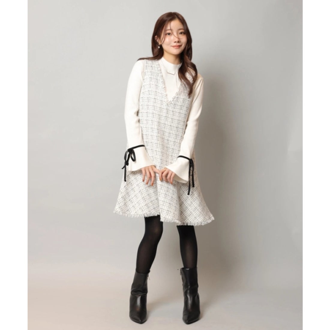 アプワイザー・リッシェ Apuweiser-riche キラキラツイードジャンスカ