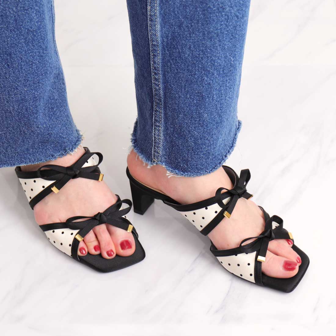 アルテミス バイ ダイアナ artemis by DIANA ドット柄ダブルリボン