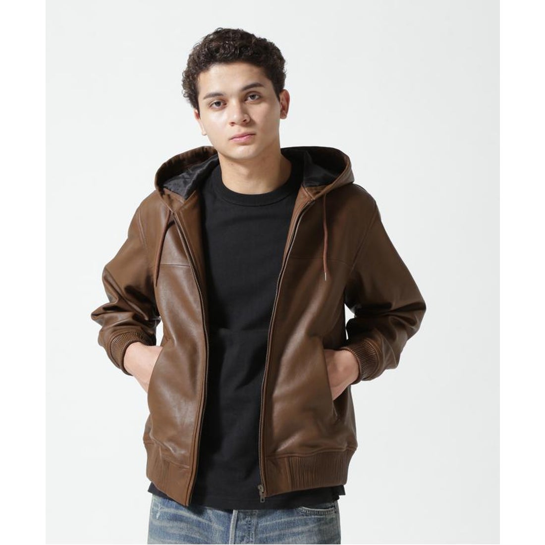 アヴィレックス AVIREX 《WEB&DEPOT限定》LEATHER HOODIE/レザーフード