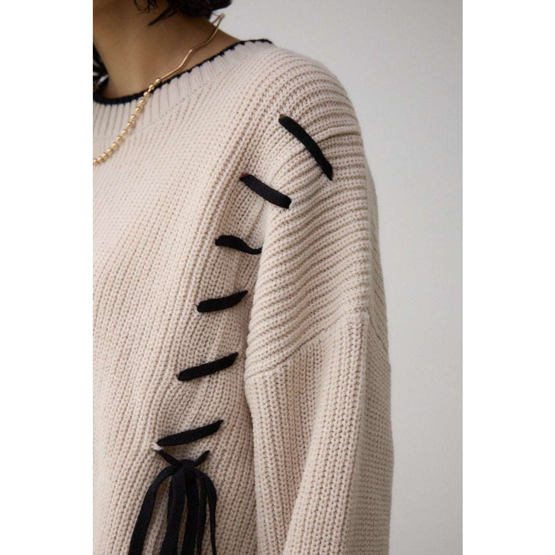 AZUL BY MOUSSY ステッチデザインニットトップス BLK -靴