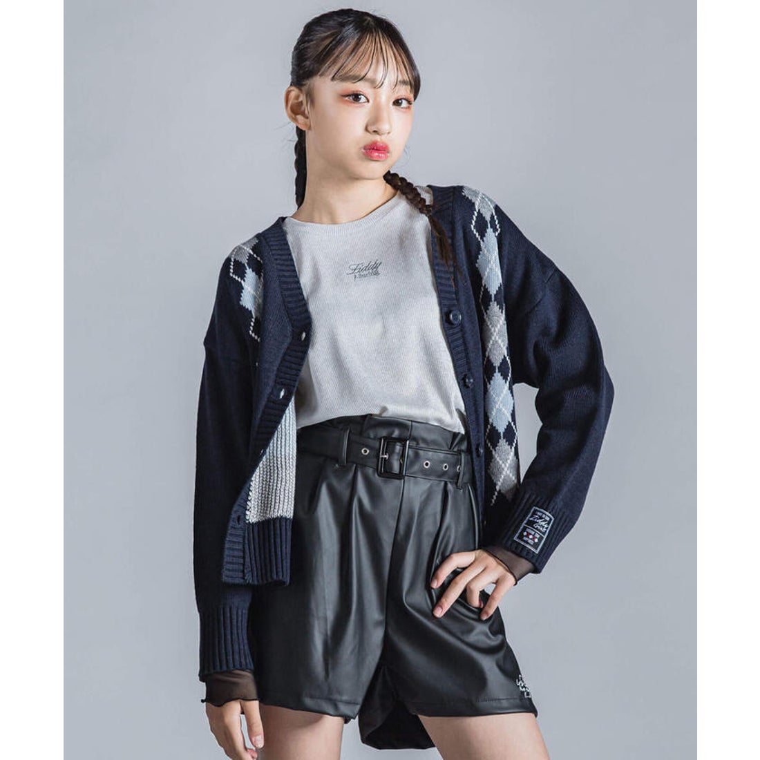 ジディー ZIDDY アーガイルチェック柄カーディガン(130~160cm