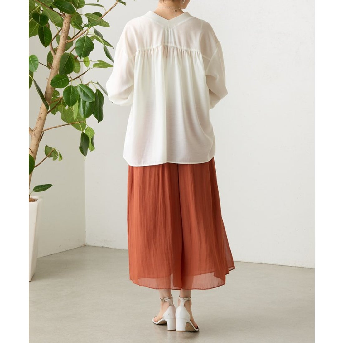 ビアズリー BEARDSLEY NEWシワシフォンギャザーパンツ （orange