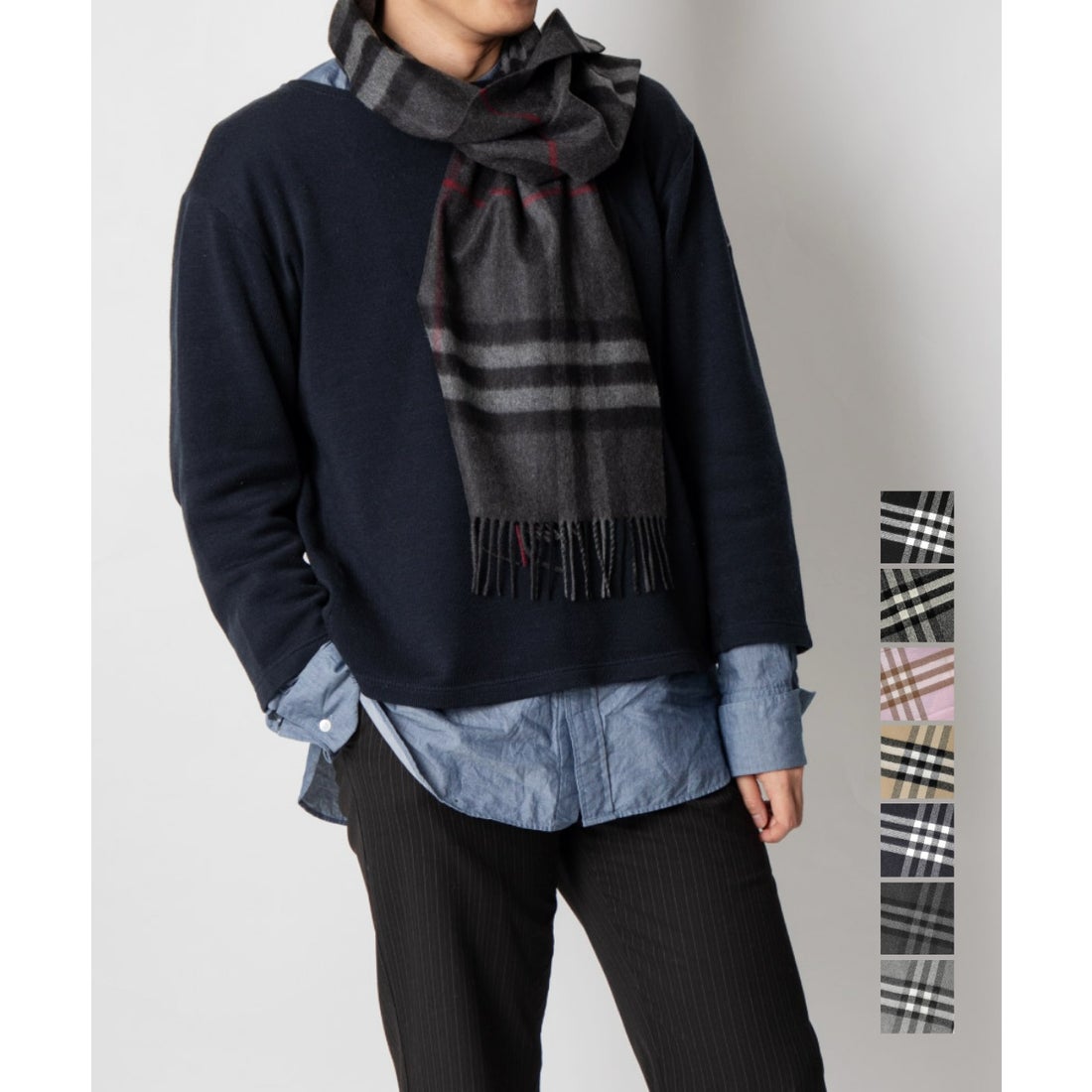 BURBERRY バーバリースヌード濃紺カシミア