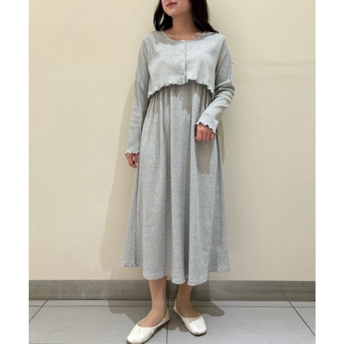 ジェラートピケ gelato pique マタニティリブワンピース （GRY