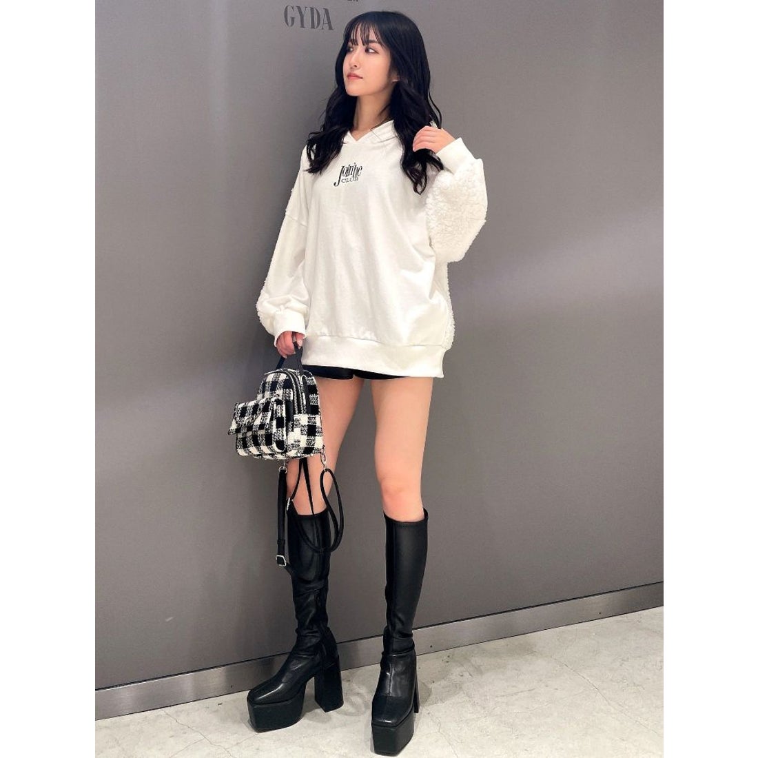 ジェイダ GYDA ボアドッキングBIGパーカー （ブラック） -靴