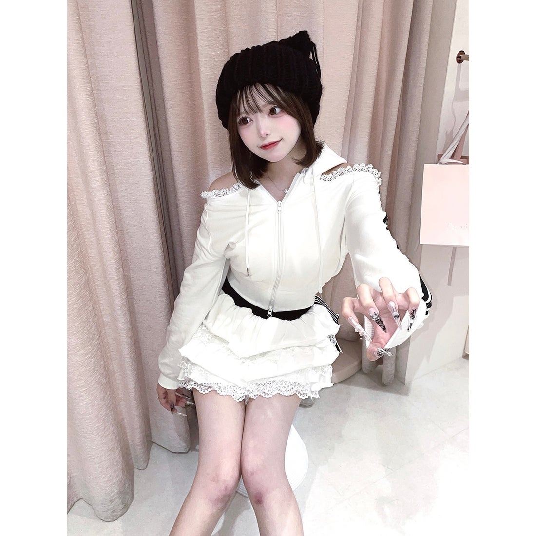 ダーリッチ Darich スポーティラインフリルミニスカート （ホワイト