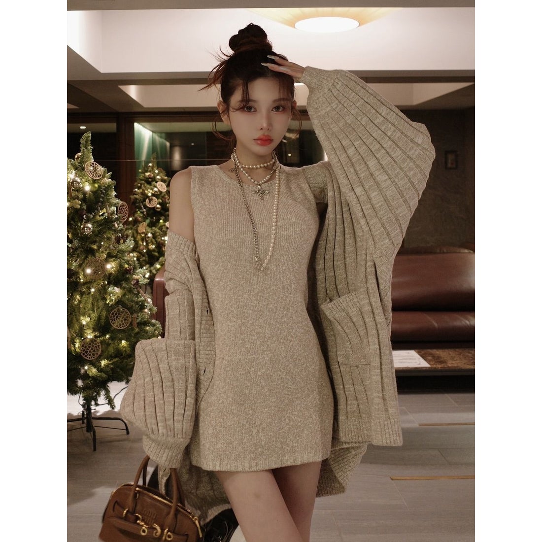 ダーリッチ Darich シャーベットアンサンブルニットミニワンピース