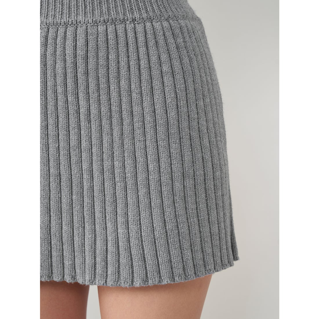 ダーリッチ Darich リブニットミニスカート （グレー） - ファッション