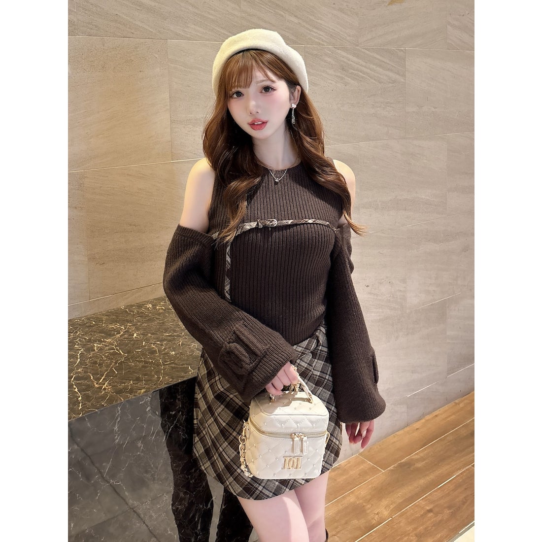 ダーリッチ Darich ドッキングミドルウエストニットミニワンピース