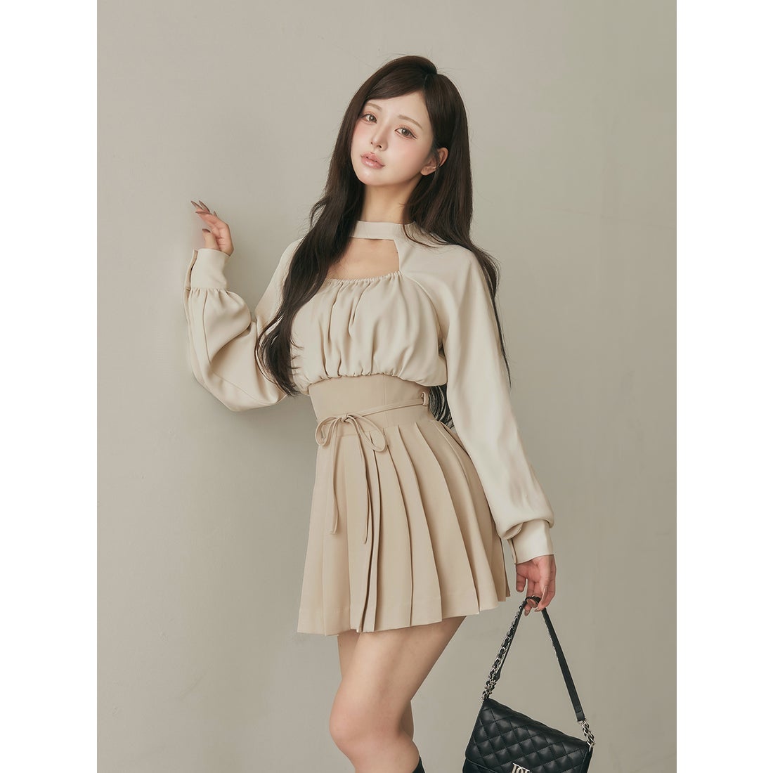 ダーリッチ Darich ドッキングコルセットプリーツミニワンピース