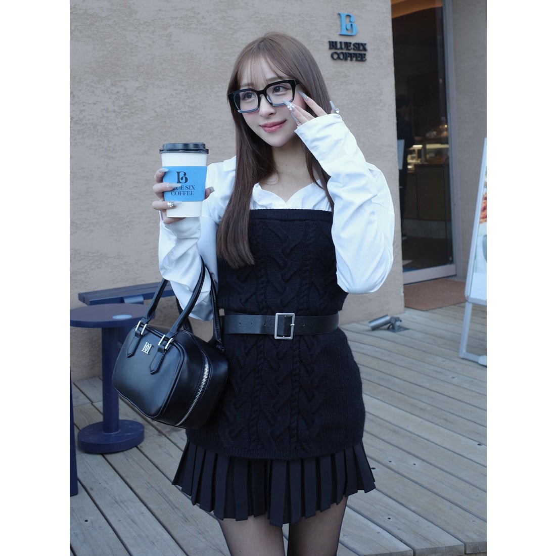 ダーリッチ Darich シャツドッキングプリーツニットミニワンピース