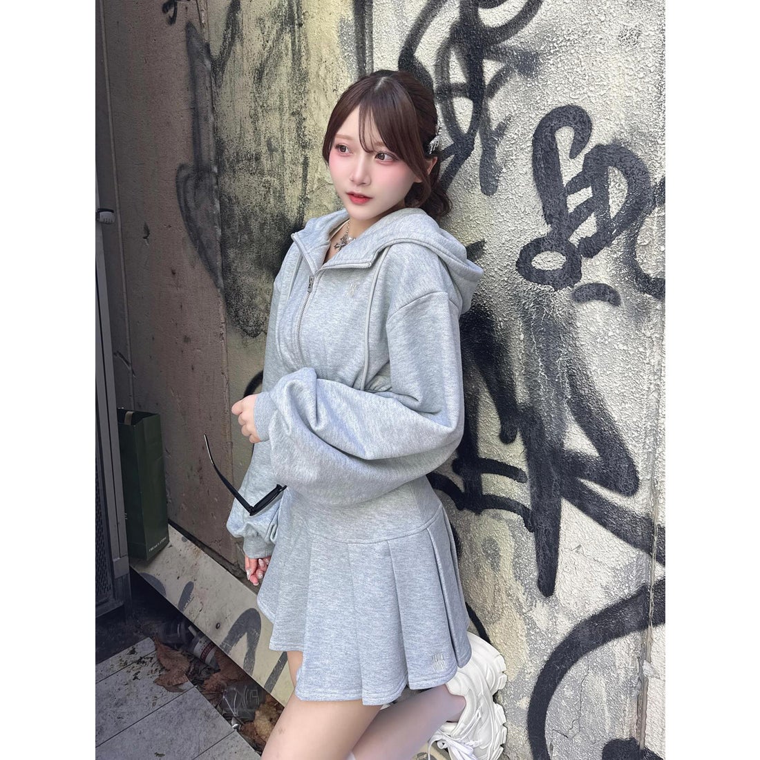 ダーリッチ Darich カラーラメスウェットプリーツミニスカート