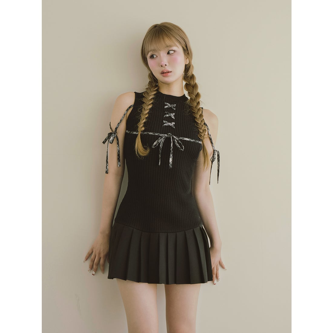 ダーリッチ Darich コルセットレースカットミニワンピース FL ブラック