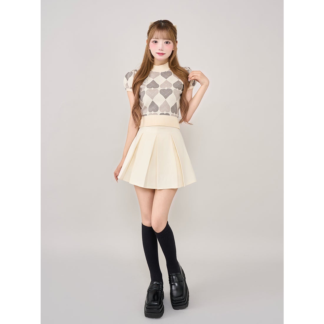 ダーリッチ Darich ハイウエストボックスミニスカート （アイボリー