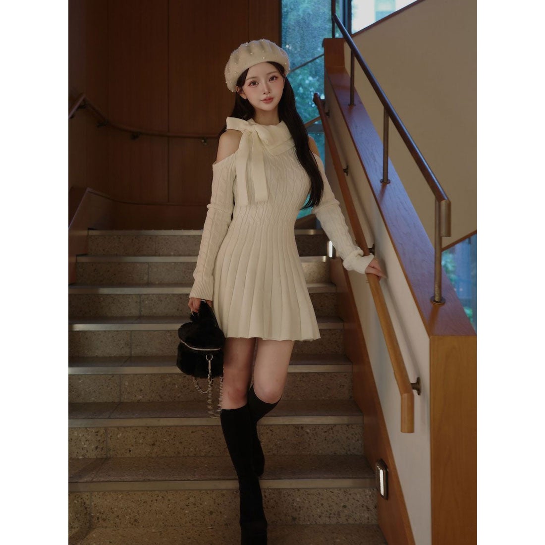 ダーリッチ Darich アメスリフレアニットミニワンピース （ブラウン