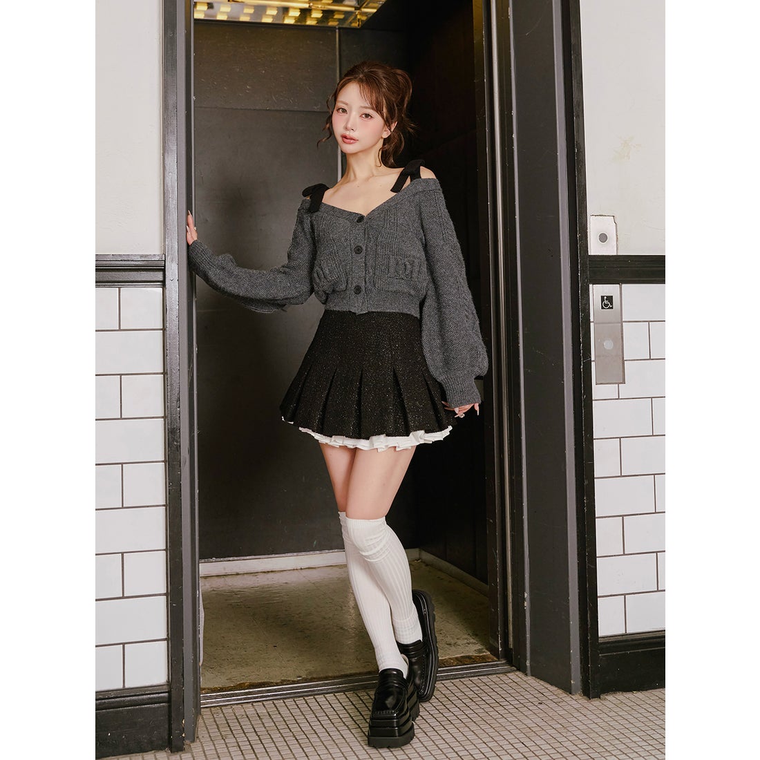 ダーリッチ Darich スパンコールツイードミニスカート （ブラック