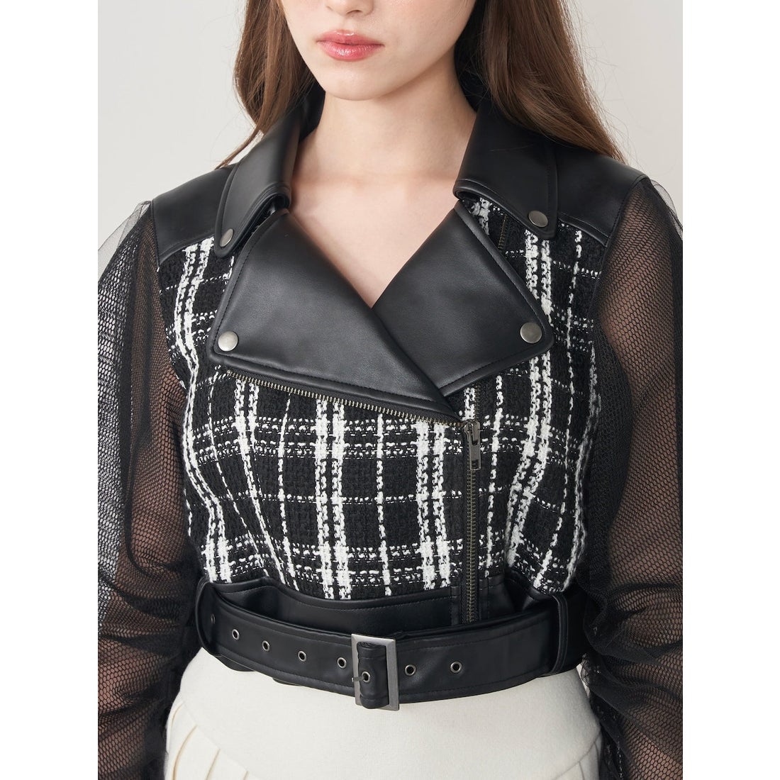 ダーリッチ Darich メッシュデザインライダースジャケット （ミックス