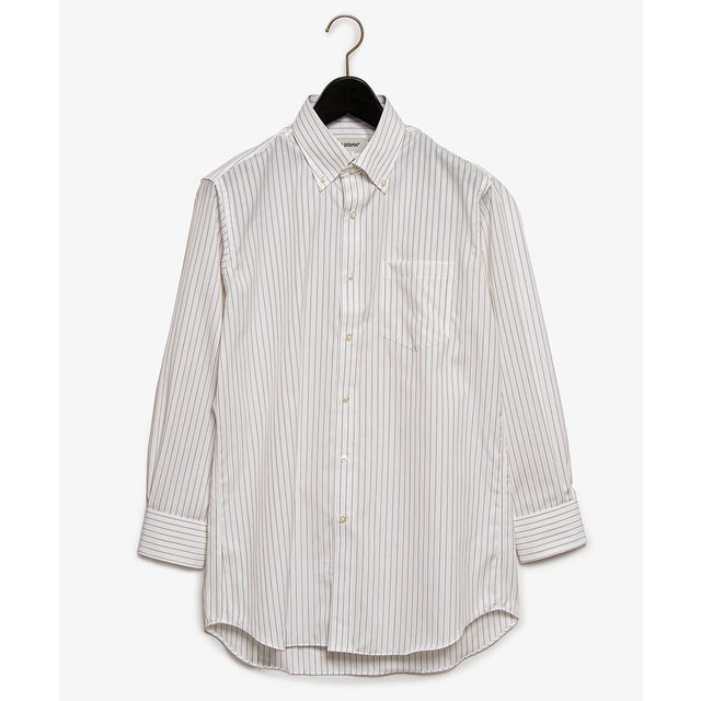 ネックスリーブ】ホワイトブロードドレスシャツ(スナップダウン