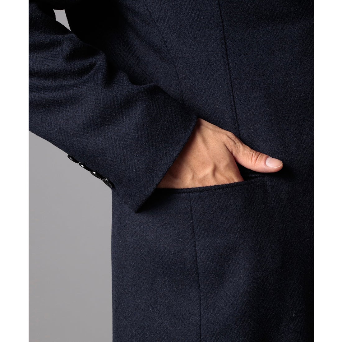 ウールアンゴラヘリンボンチェスターコート(ミドルレングス