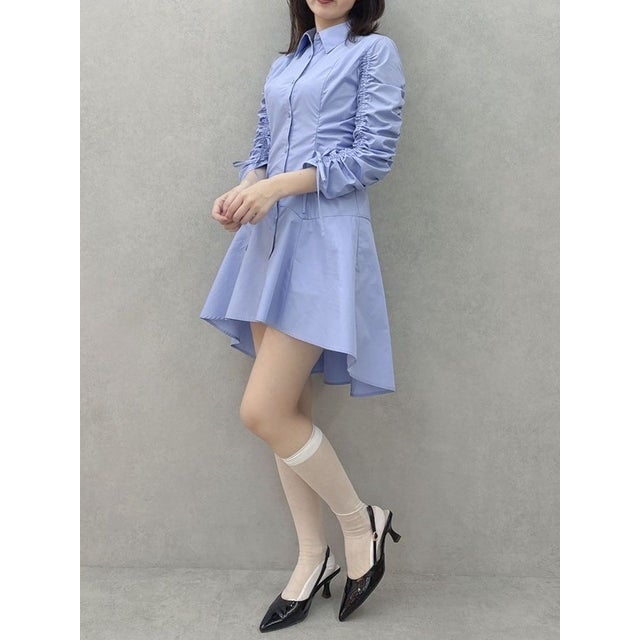 MOUSSY GATHER BALLOON ミニドレス 柄BLU5 -ファッション通販 FASHION