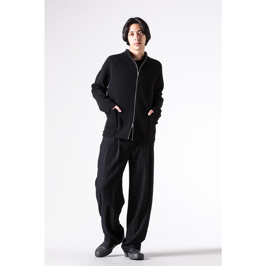 デヴォア DEVOA Zip Up Knit Heavy Cotton （BLACK） -FASCINATE