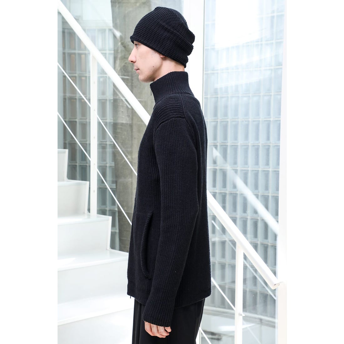 デヴォア DEVOA High Neck Knit High Twist Knit （Black） -FASCINATE