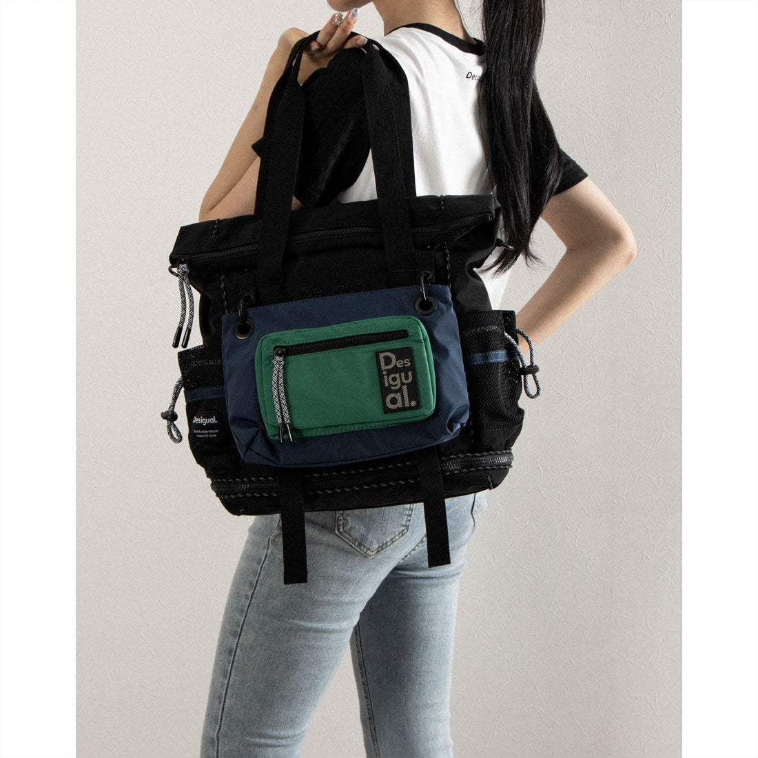 デシグアル Desigual マルチポジション マキシバックパック （ブルー