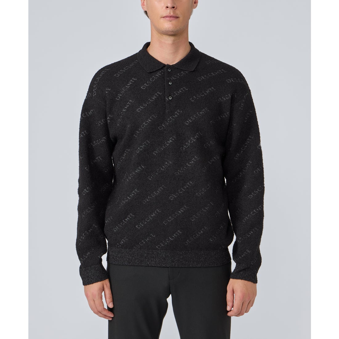 デサントゴルフ DESCENTE ゴルフ 「DESCENTE」ロゴ柄ジャカードポロ衿