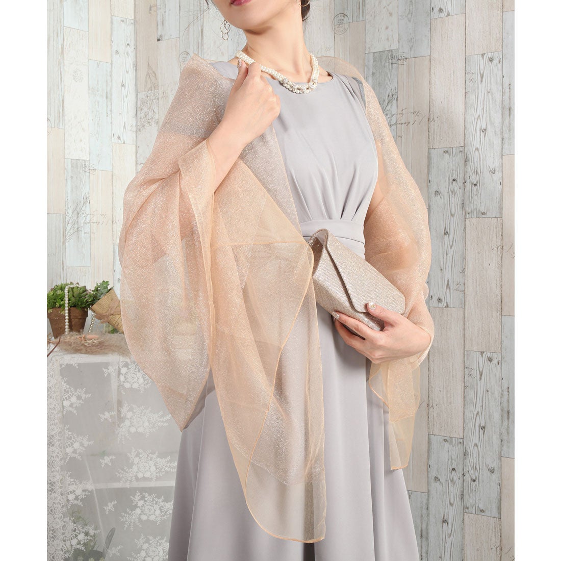 ドレスプラス DRESS+ パーティー ストール ショール シルク （ベージュ