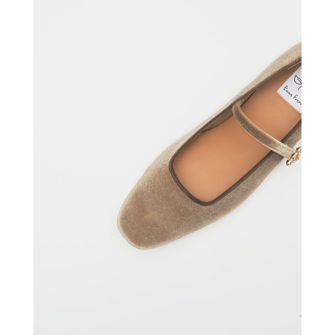 フラット ビジューストラップ メリージェーン （カーキ ベルベット