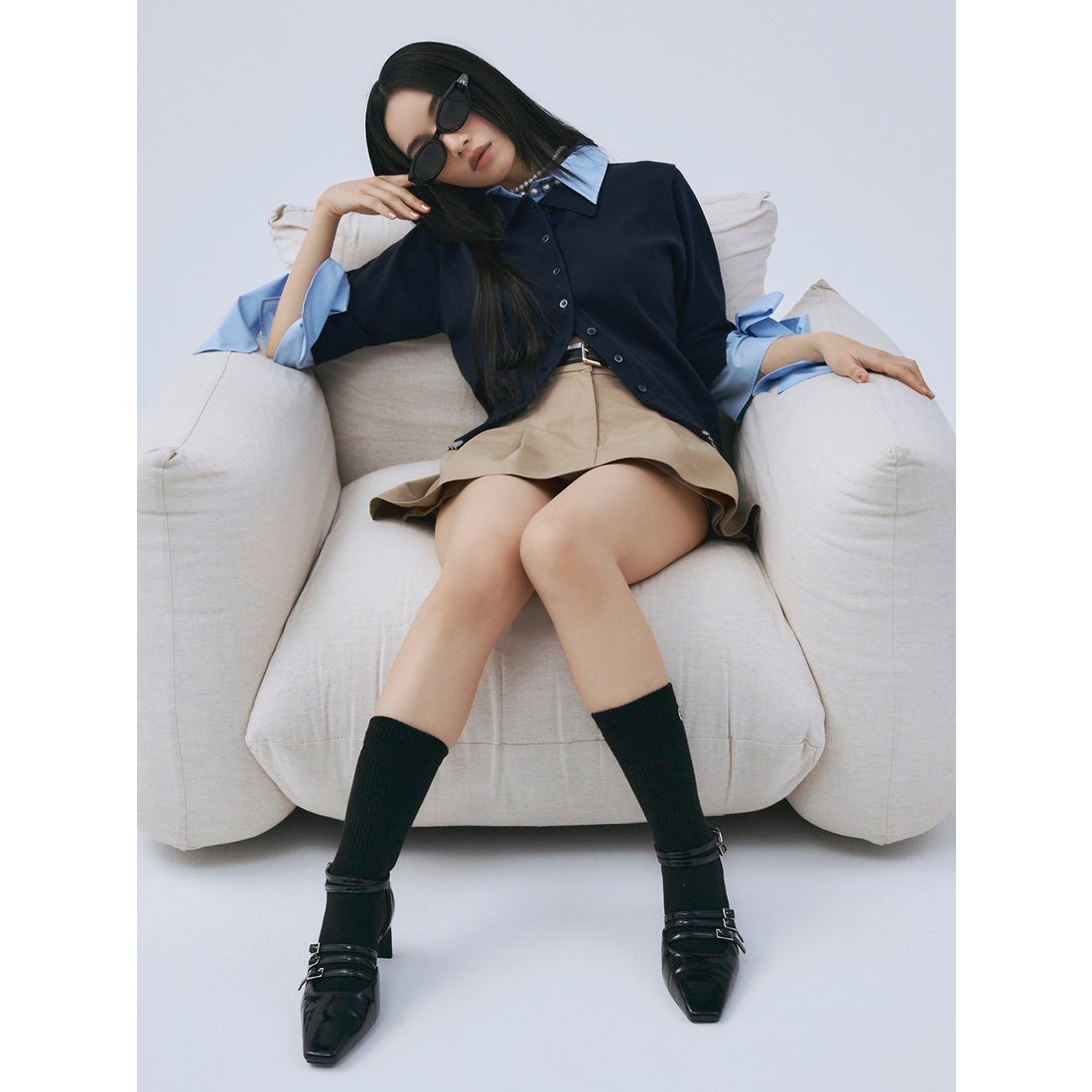 エイミーイストワール EIMY ISTOIRE レイヤードプリーツミニスカート