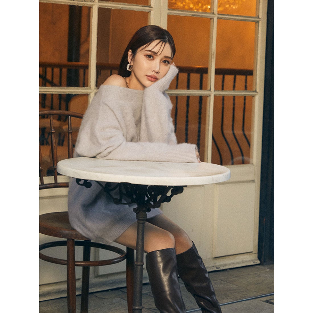 エイミーイストワール EIMY ISTOIRE Foxファーニットミニワンピース