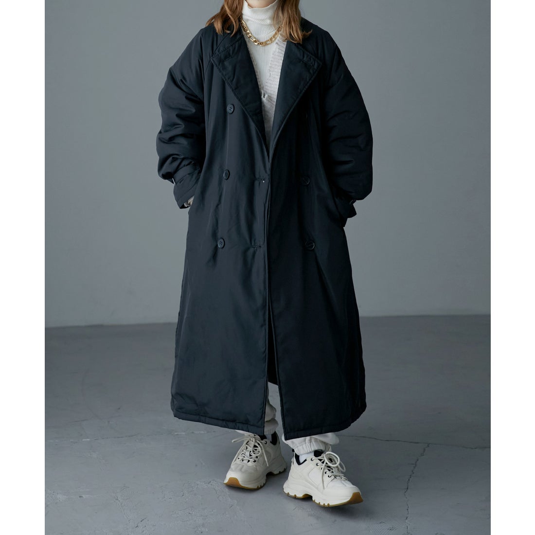 エトル etoll. 中綿 ノーカラー トレンチコート レディース アウター