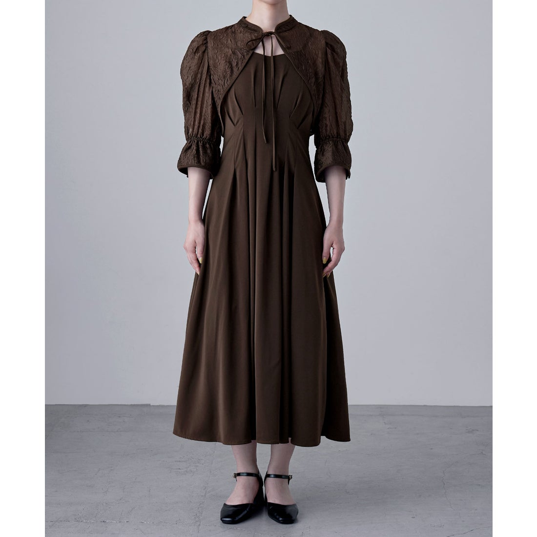 エトル etoll. ジャガードボレロ&ウエストタックボリュームドレス