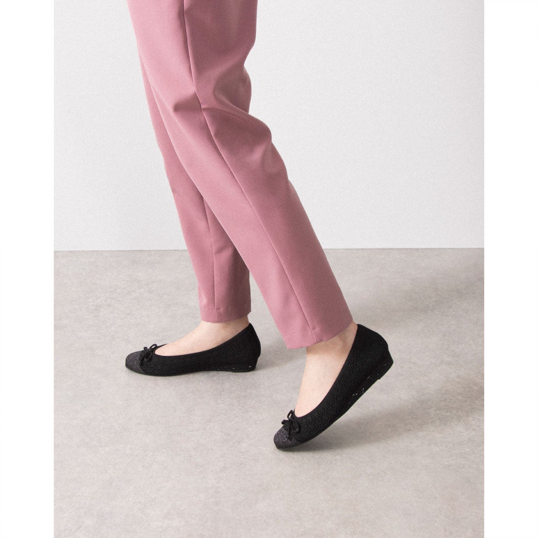 ニットバレエシューズ （黒生地）DIANA F by WELLFIT -靴