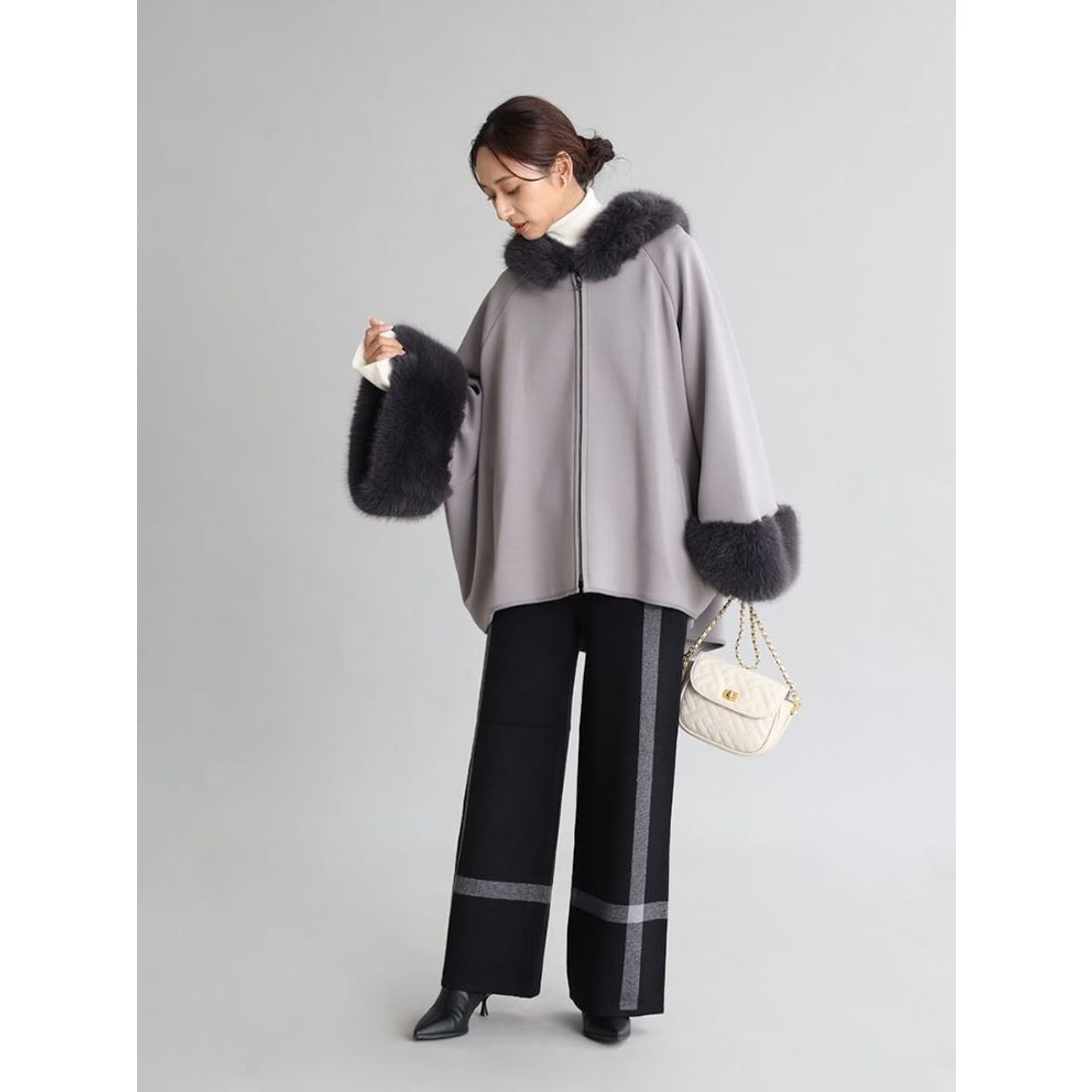 フェンネル FENNEL ポンチョライクファーコート （アッシュグレー