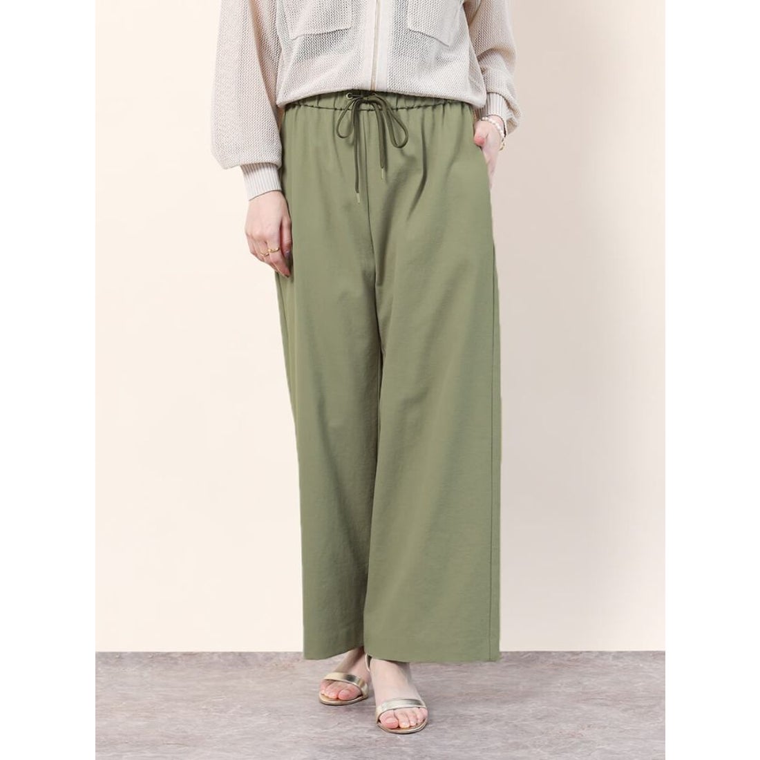 フェンネル FENNEL リネン混リラクシードロストワイドパンツ （カーキ