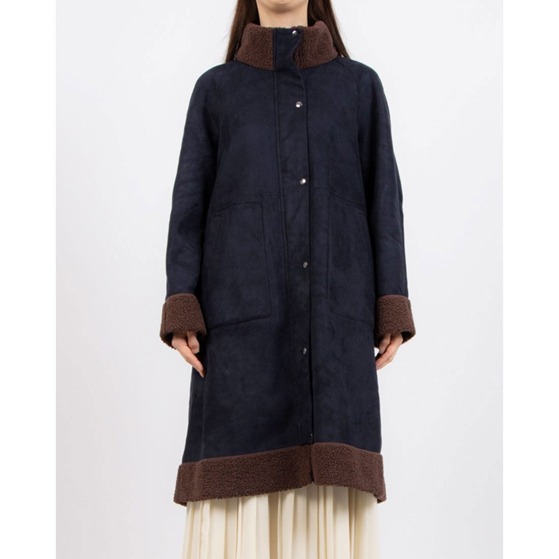 ファイン FINE 洗えるフェイクムートンリバーシブルスタンドコート