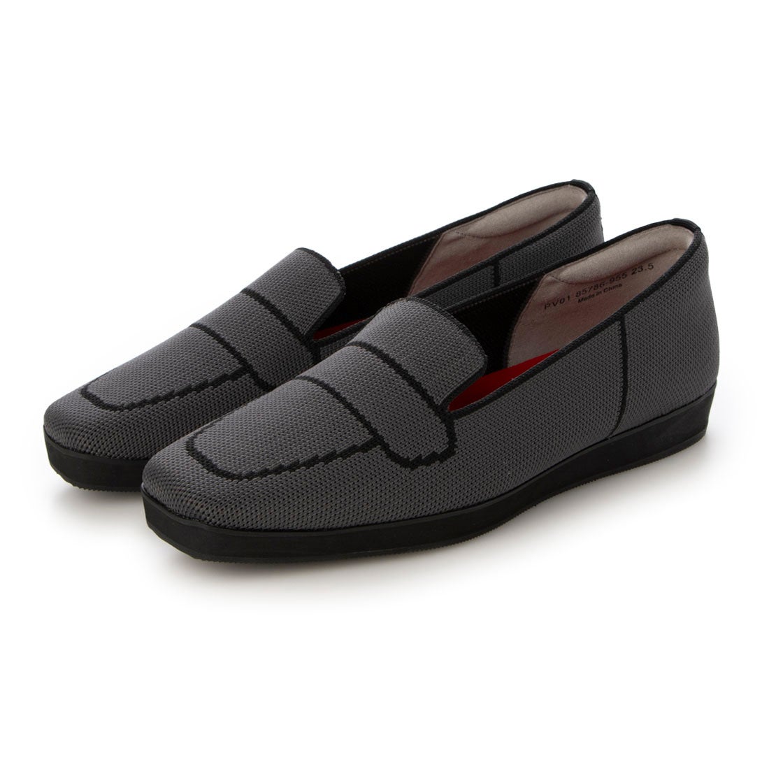 撥水ニットローファー （ブラック×グレー） -fitfit(フィットフィット