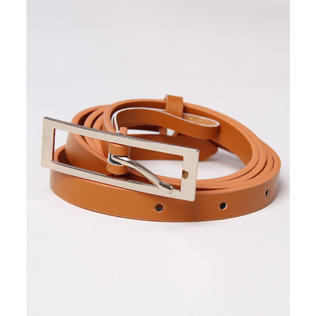 フロージュ florge フレームバックル細めPUレザーベルト （テラコッタ