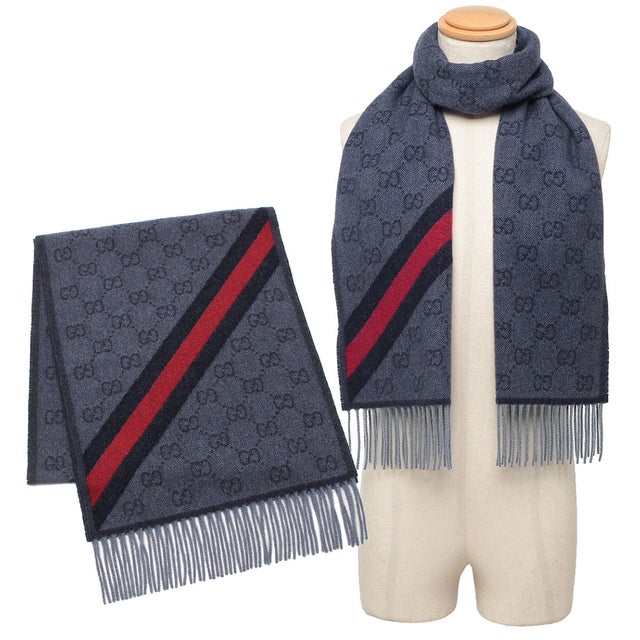 dunhill 幾何学模様 マフラー (スカーフ)ネイビー dunhill 幾何学模様