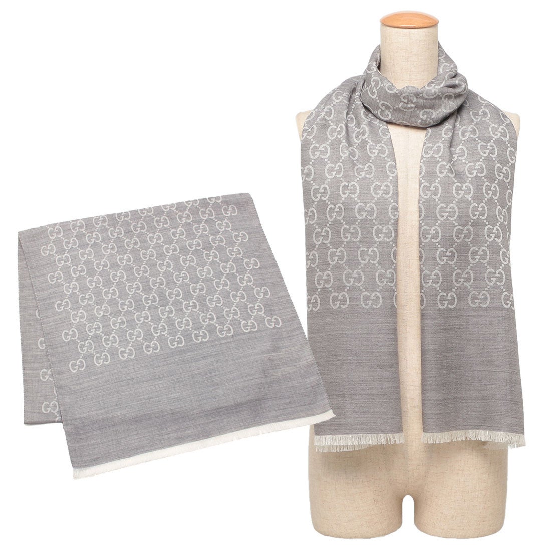 グッチ GUCCI スカーフ バンダナ ストール グレー レディース GUCCI