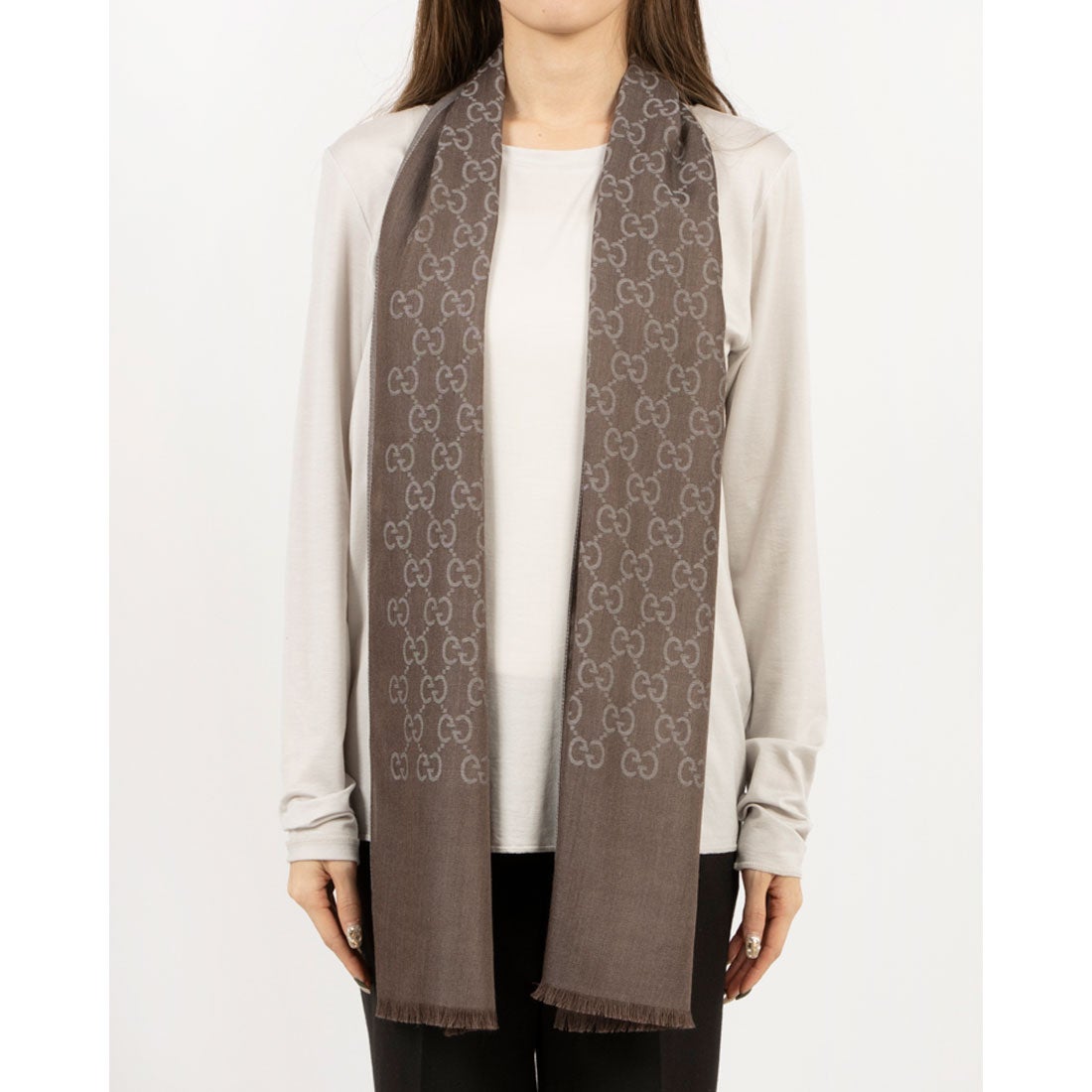 グッチ GUCCI ストール （BROWN×GRAY） -waja bazar - 海外