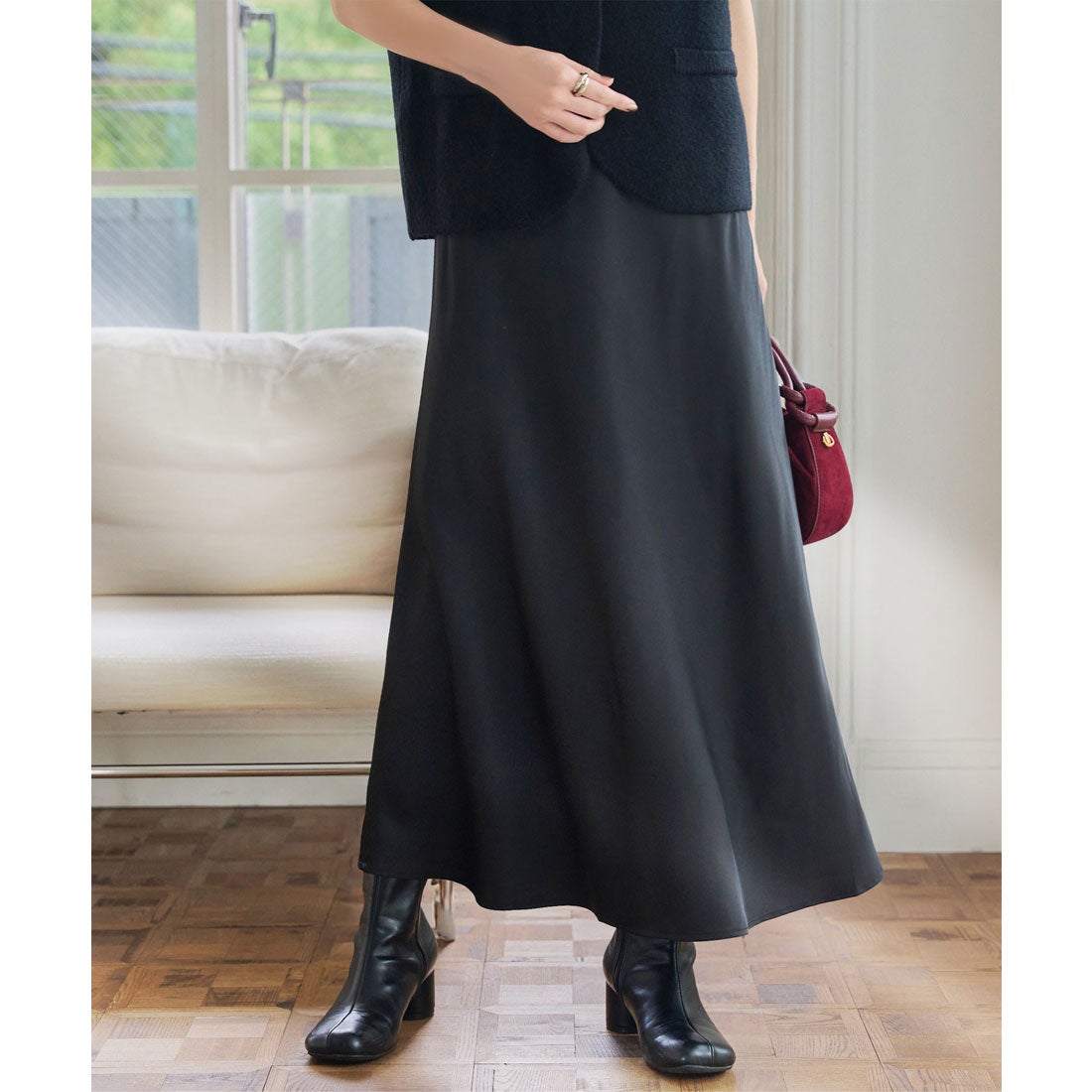 コウベレタス KOBE LETTUCE サテンタイトスカート [M4300] （ブラック