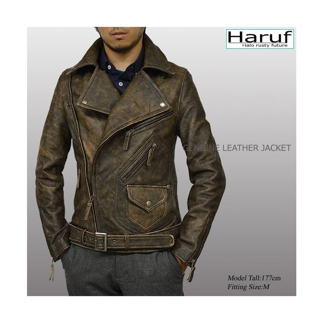 ハルフ Haruf 本革 レザージャケット ダブルライダースジャケット 革