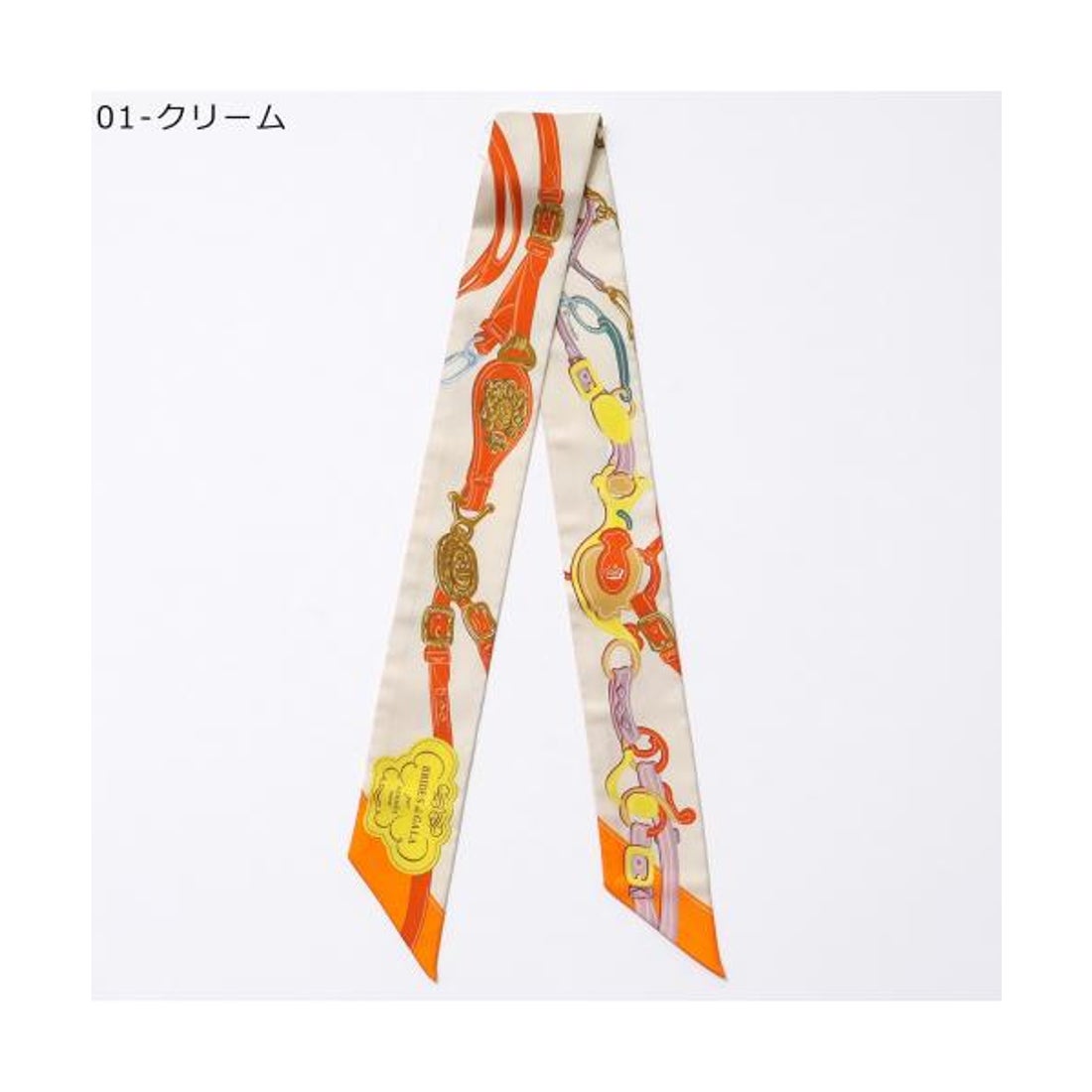 Hermes】 エルメス ツイリー オレンジ青ロープ柄スカーフ エルメス