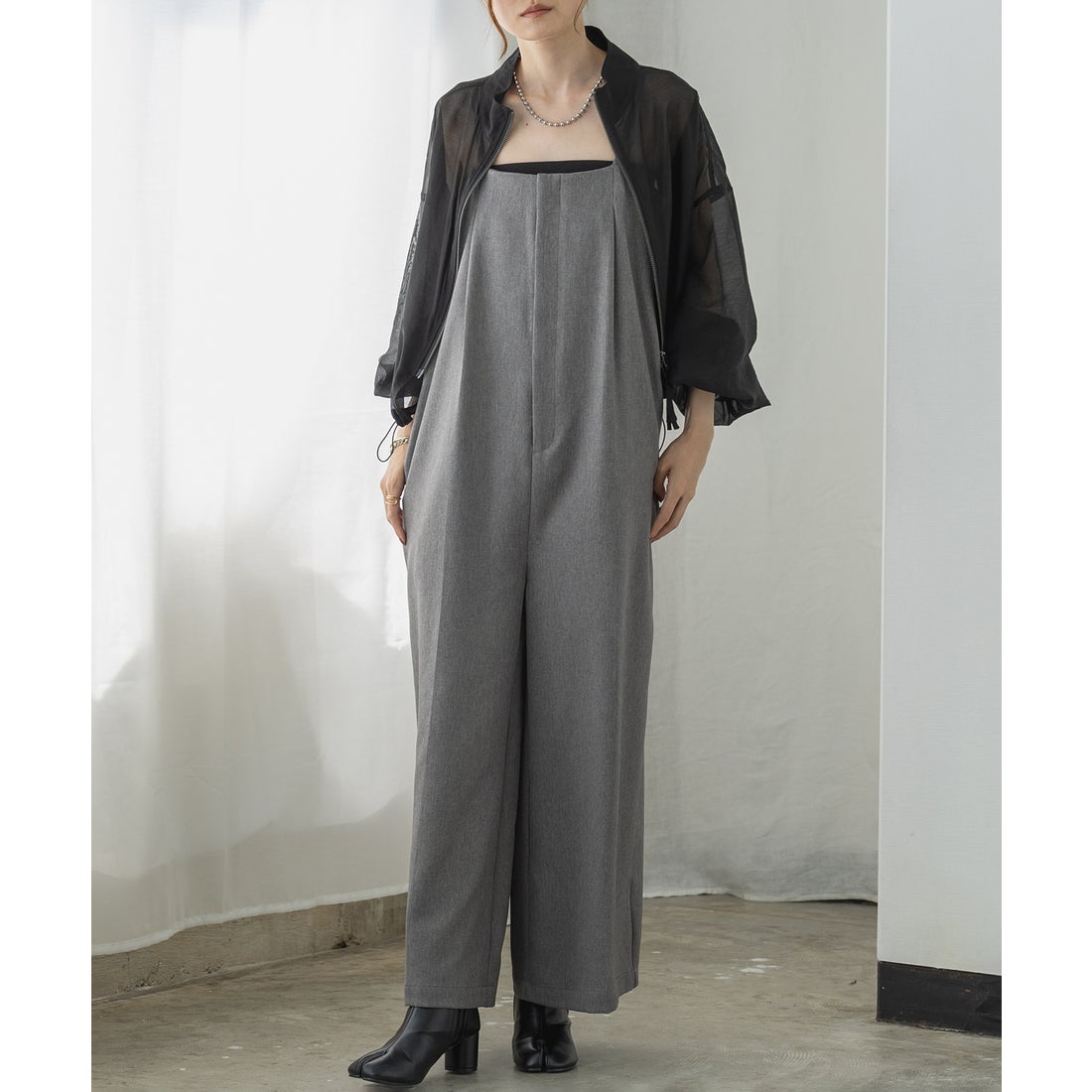 ハンチ hunch サロペットタックパンツ （杢グレー） -アウトレット通販